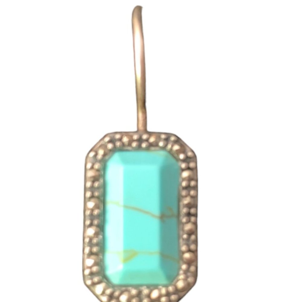 Turquoise Stud Rectangle Earrings - image 3